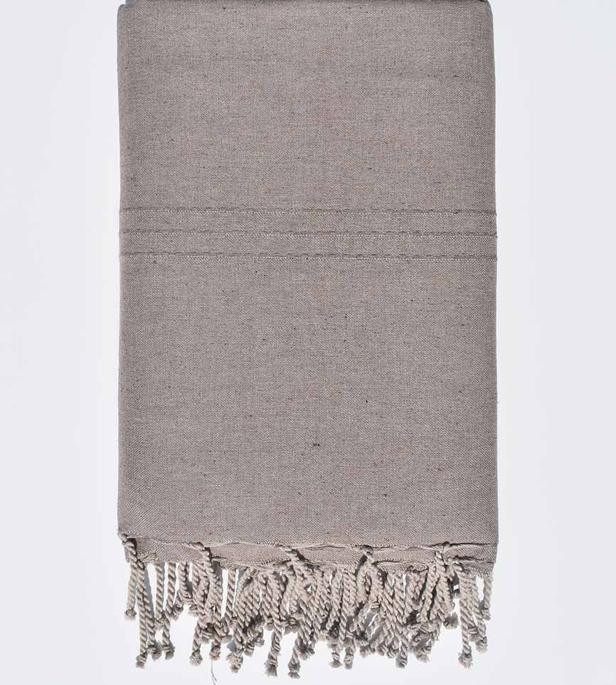 Jeté unie couleur taupe Fouta Tunisia - 2