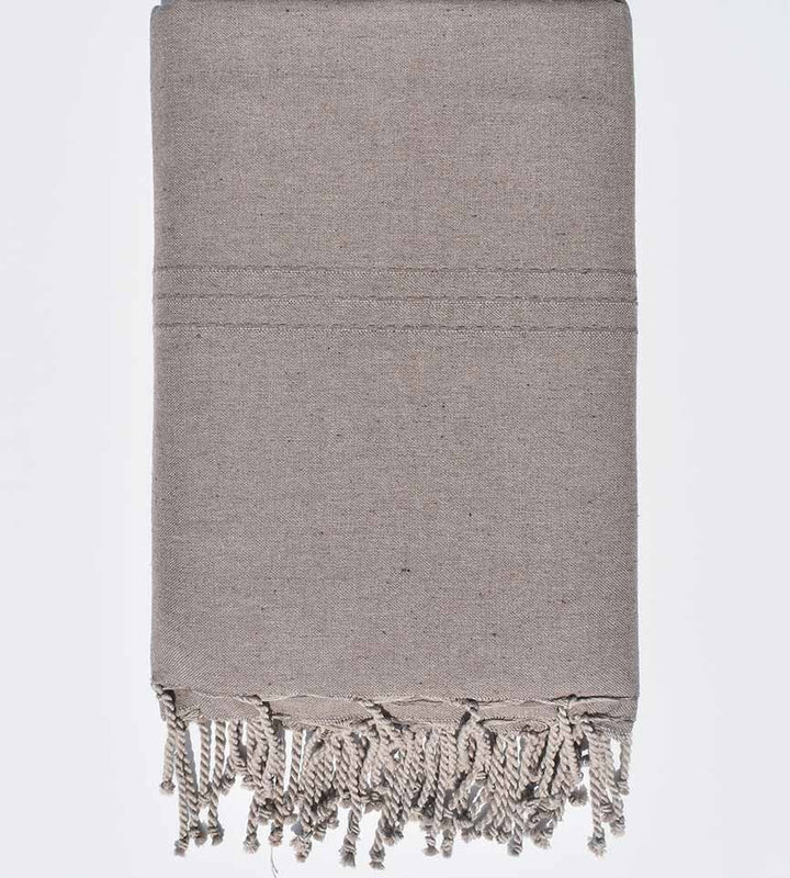 Jeté unie couleur taupe Fouta Tunisia - 2