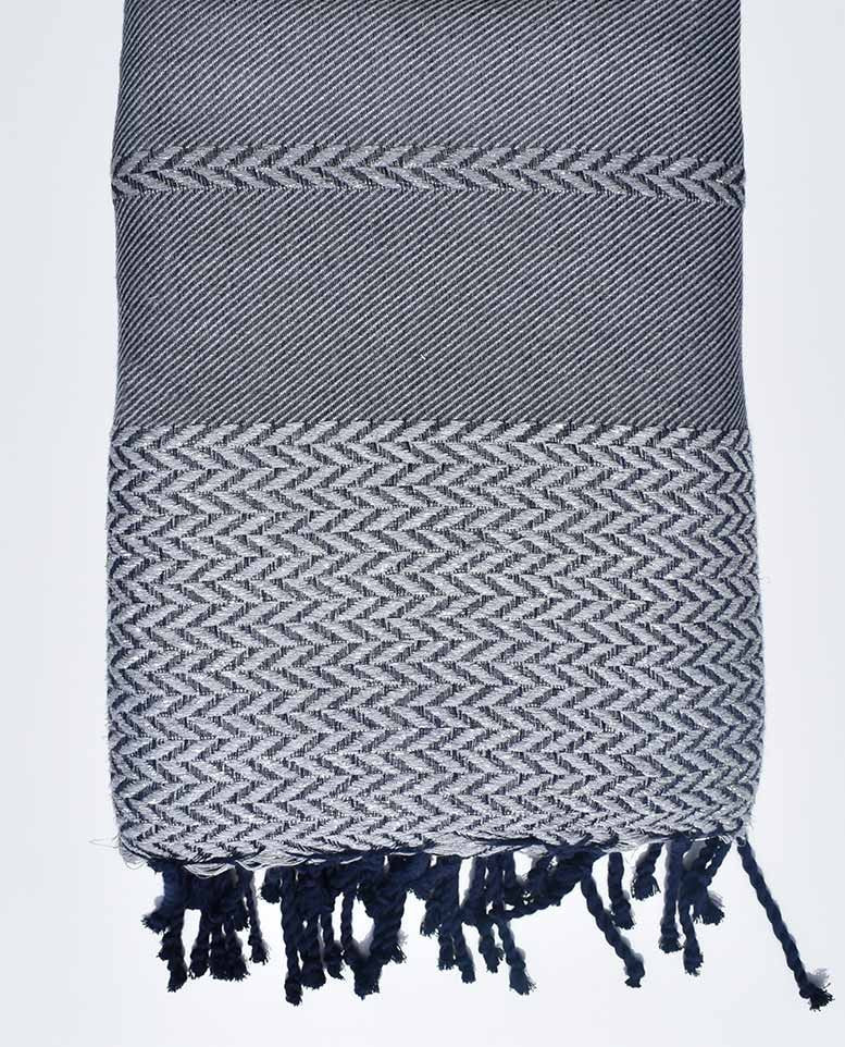 Jeté de canapé gris et bleu Fouta Tunisia - 1