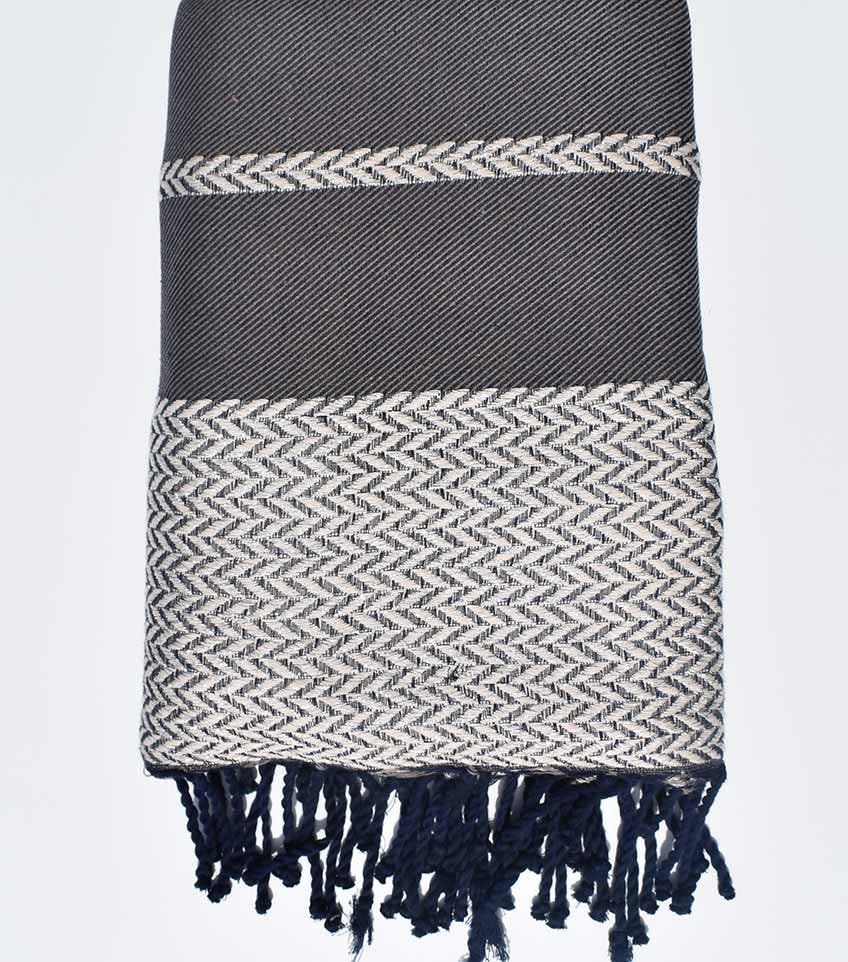 Jeté de canapé marron clair et écru Fouta Tunisia - 1