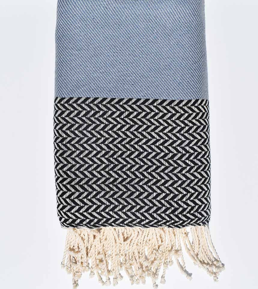 Jeté de canapé bleu guède et bleu foncé Fouta Tunisia - 1