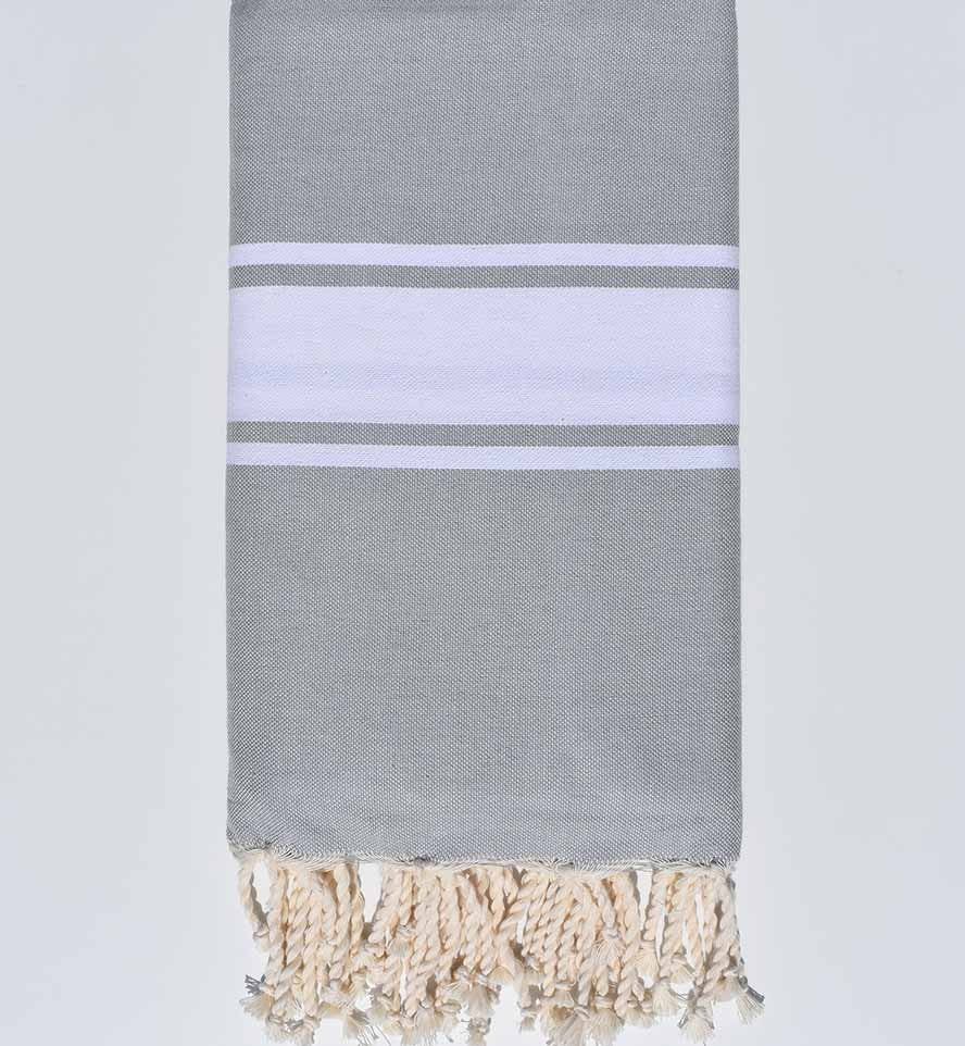 JETé gris bleu bande blanche Fouta Tunisia - 1