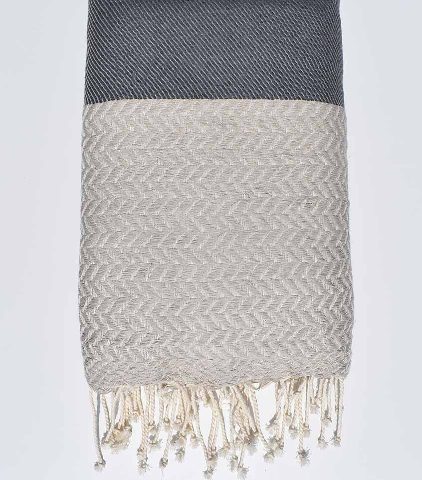 Jeté de canapé gris et écru Fouta Tunisia - 1