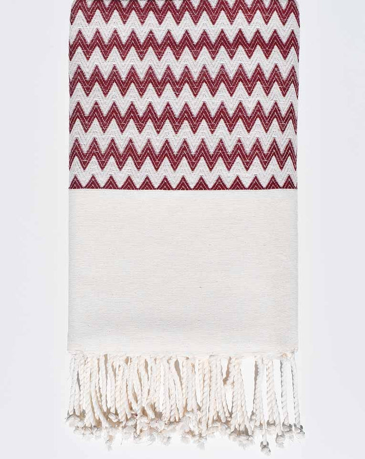 Fouta zigzag rouge bordeaux Fouta Tunisia - 3