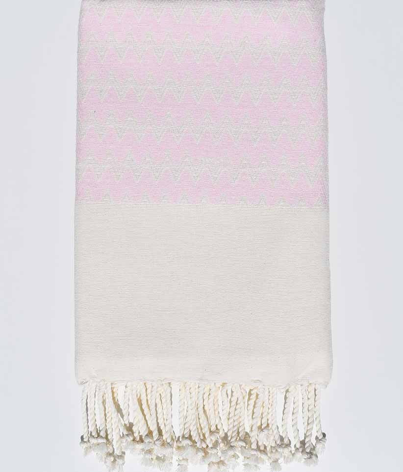 Fouta zigzag rose dragée Fouta Tunisia - 1