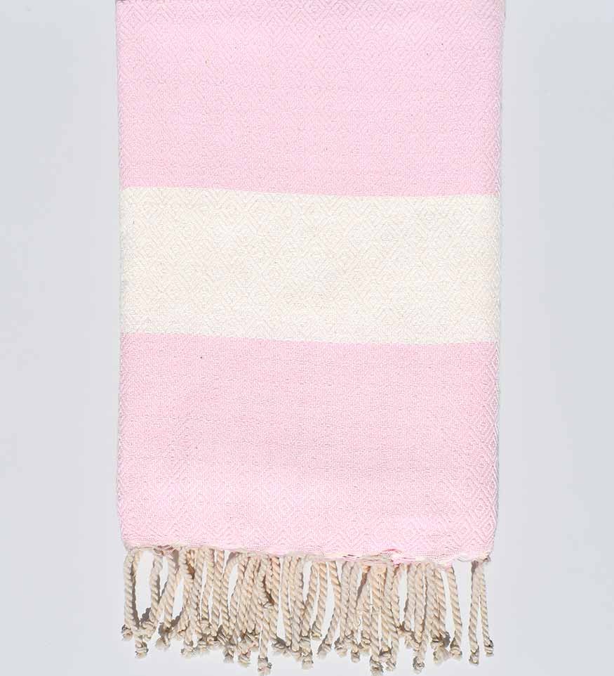 Fouta chevron Diamant rose clair Fouta Tunisia - 1