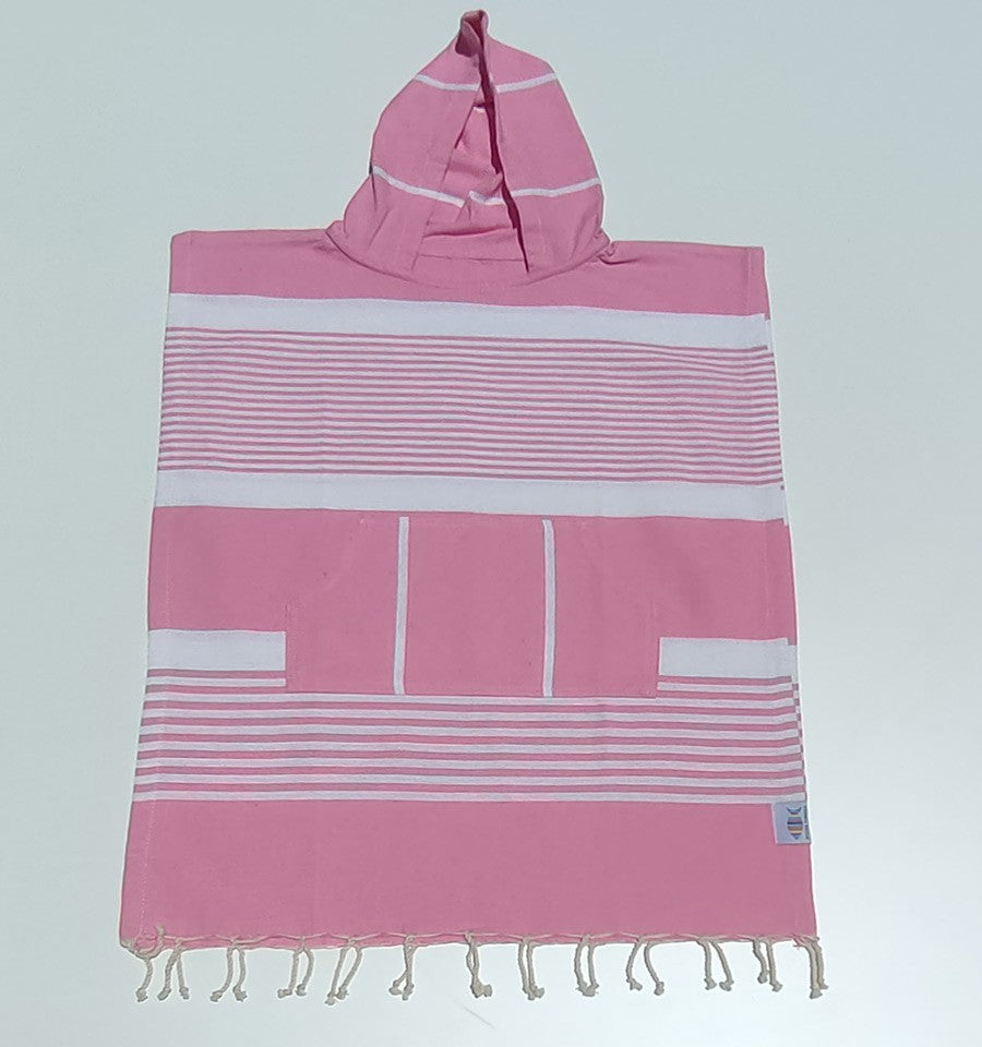 Poncho de plage enfant rose Fouta Tunisia - 1