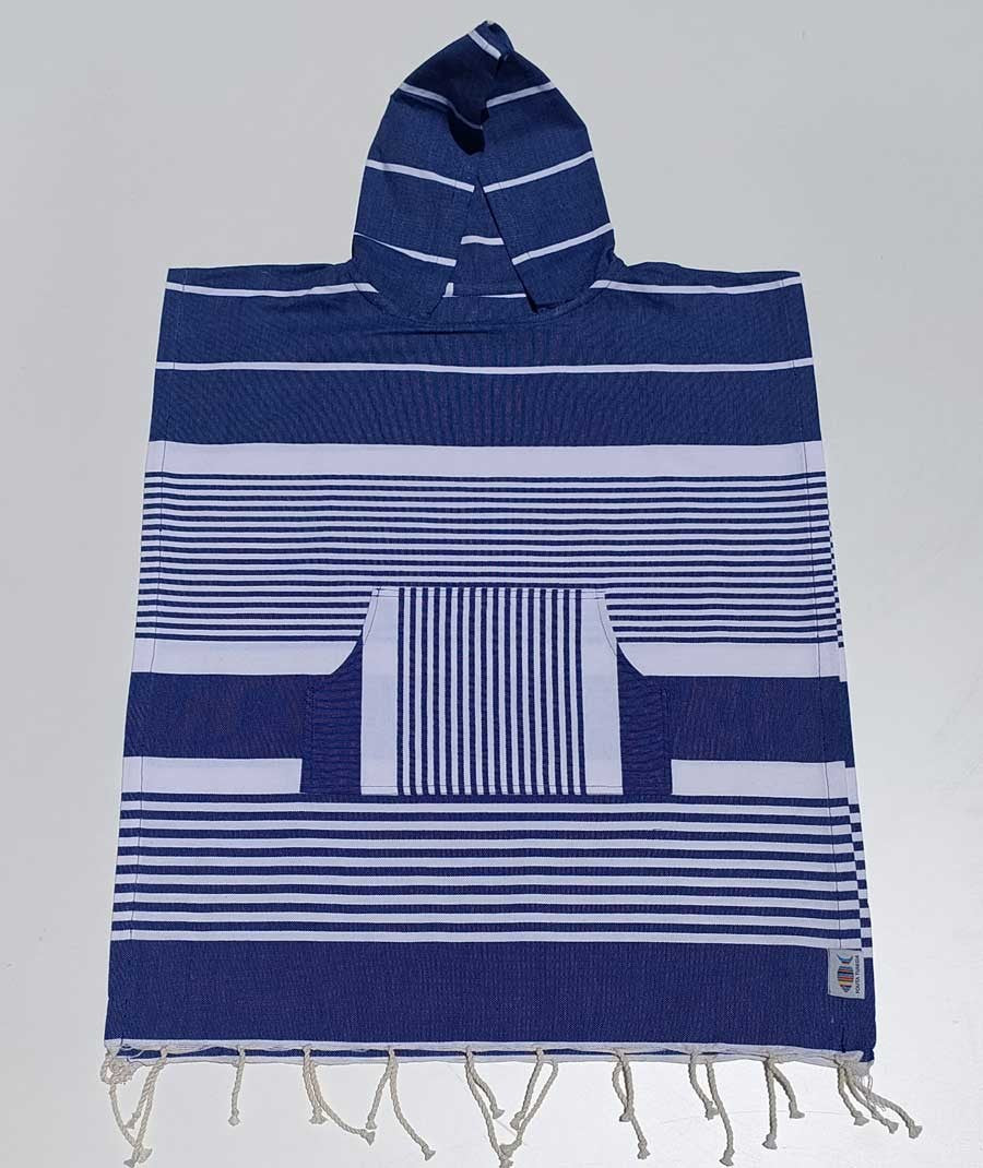 Poncho de plage enfant bleu Fouta Tunisia - 1