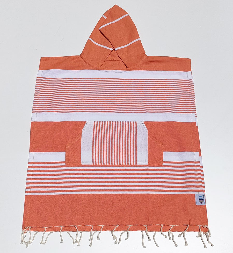 Poncho de plage enfant orange Fouta Tunisia - 1