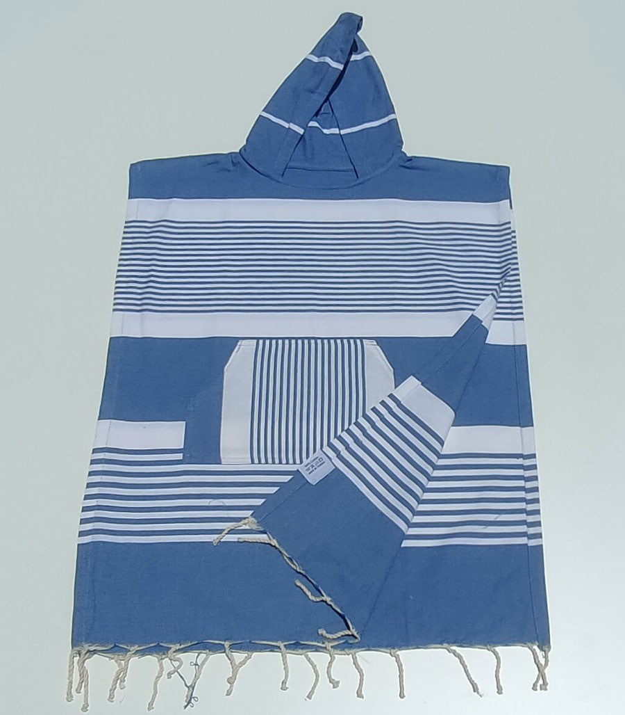 Poncho de plage enfant bleu pastel Fouta Tunisia - 2