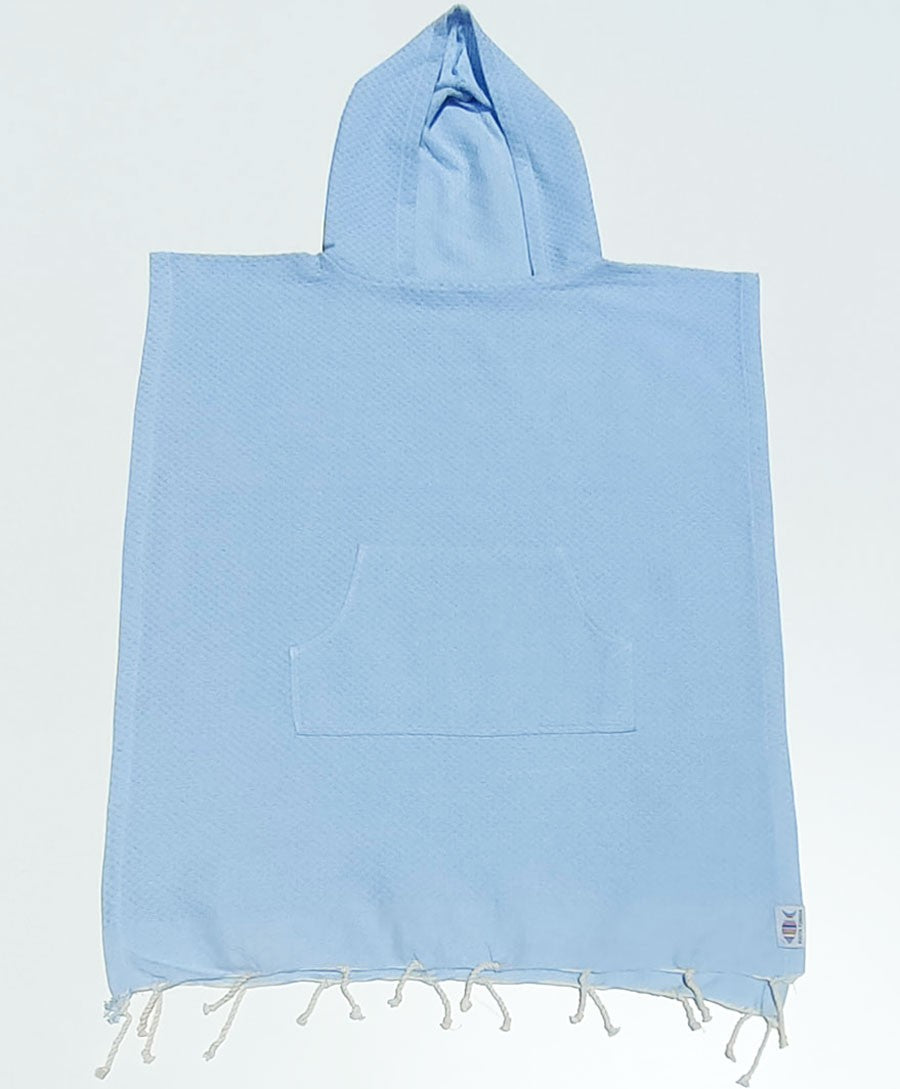 Poncho de plage enfant bleu ciel Fouta Tunisia - 1