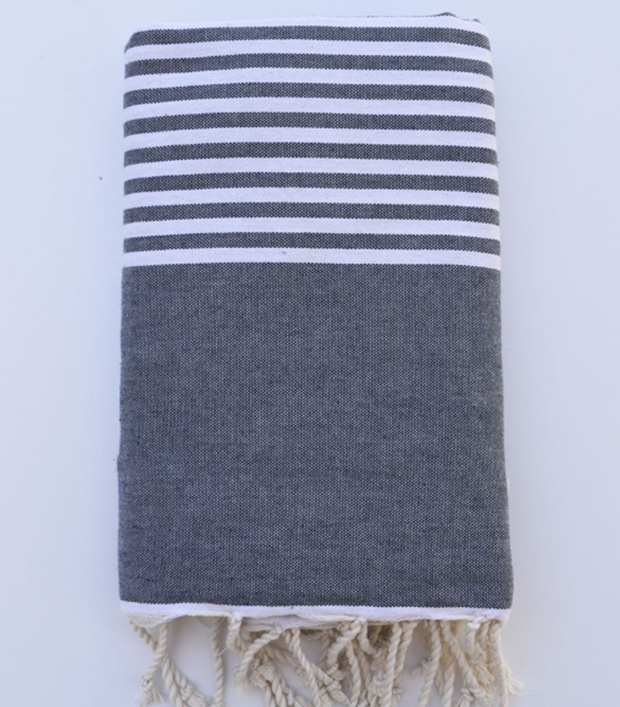 Jeté bleu guède avec rayures Fouta Tunisia - 2