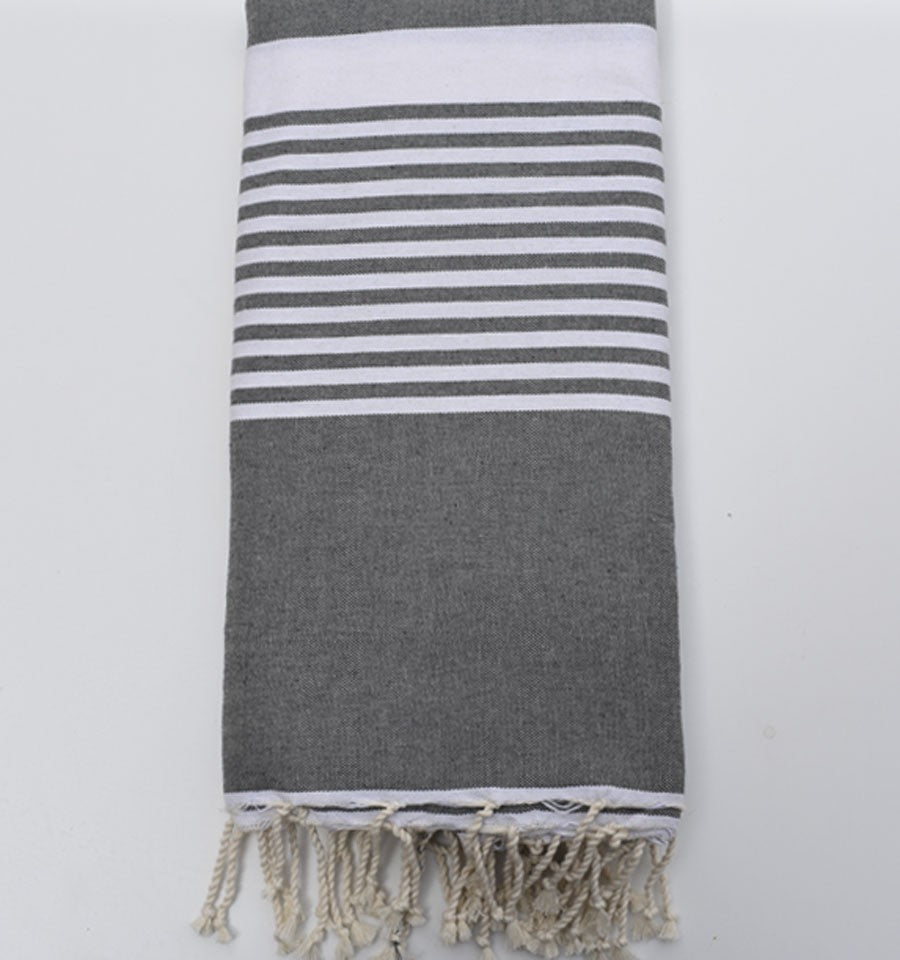 Jeté gris avec rayures 1.5*2.5m Fouta Tunisia - 3