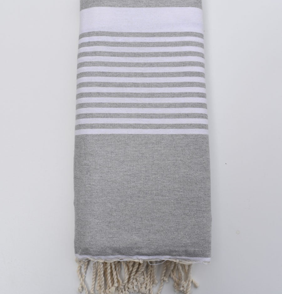Jeté gris clair 1.5m*2.5m Fouta Tunisia - 5