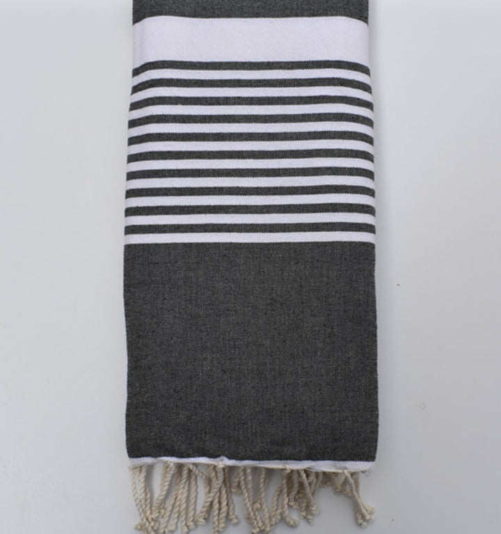 Jeté gris anthracite avec rayures Fouta Tunisia - 4