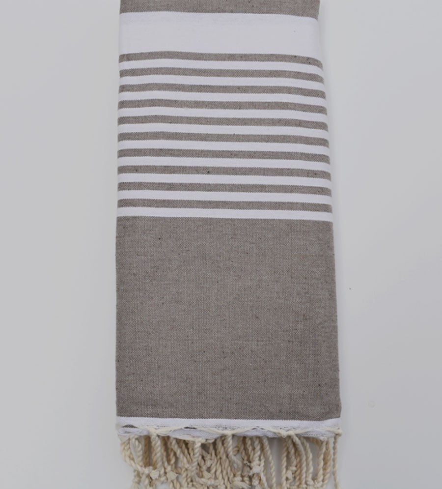 Jeté de canapé 1.50x2.50m taupe Fouta Tunisia - 1