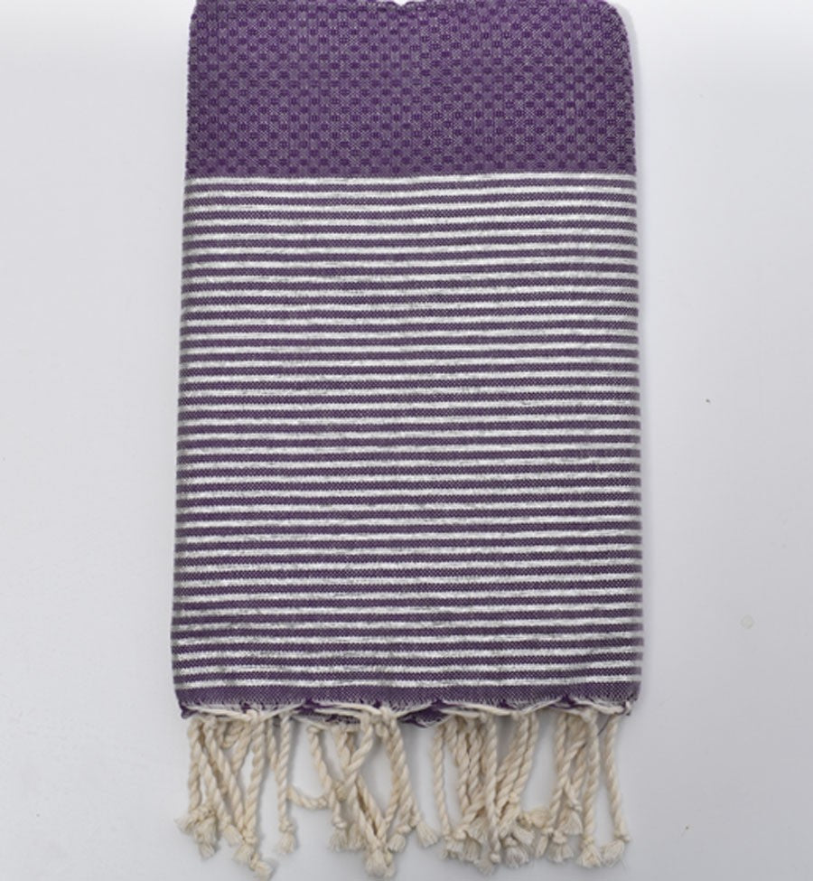 Fouta nid d'abeille mauve avec lurex Fouta Tunisia - 1