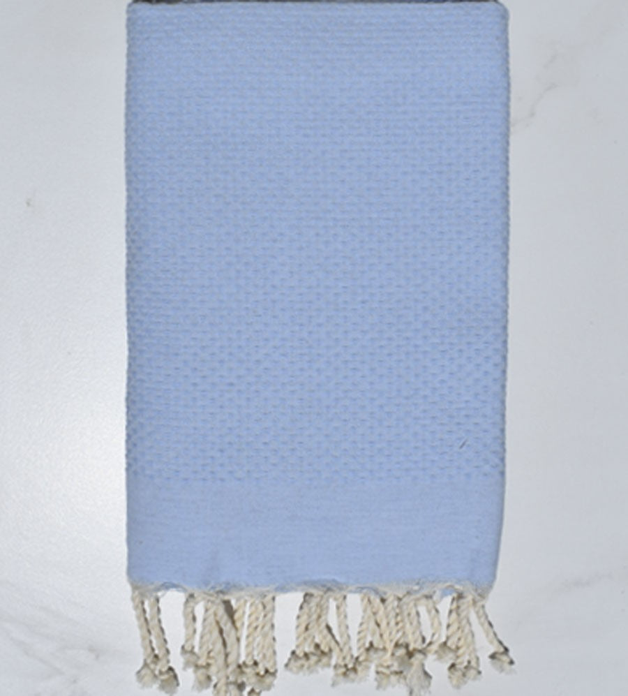 FOUTA Nid d'abeille unie bleu ciel Fouta Tunisia - 1