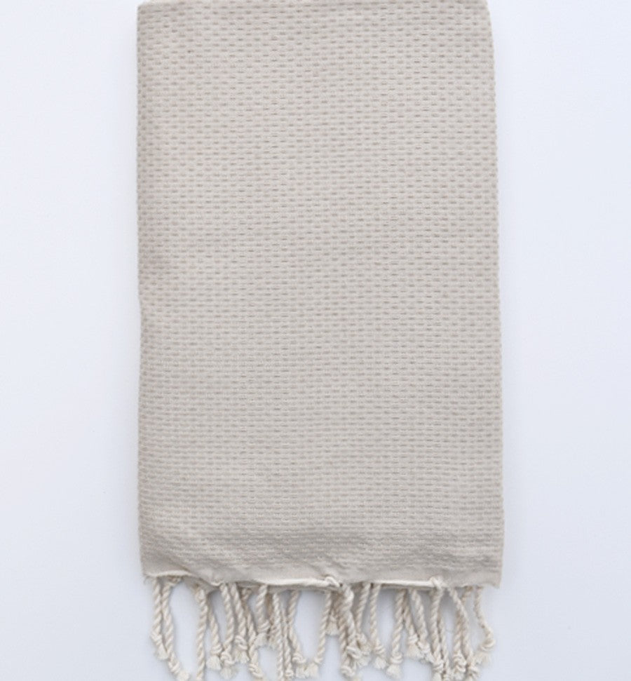 FOUTA nid d'abeille unie beige Fouta Tunisia - 1