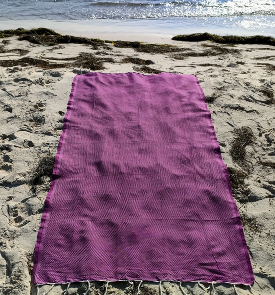 Fouta nid d'abeille unie hollyhock Fouta Tunisia - 1