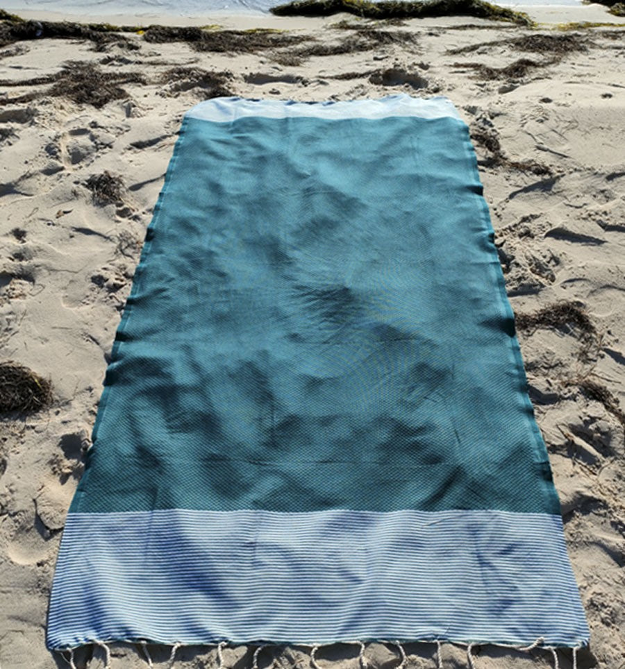 Fouta nid d'abeille vert sapin  - 3