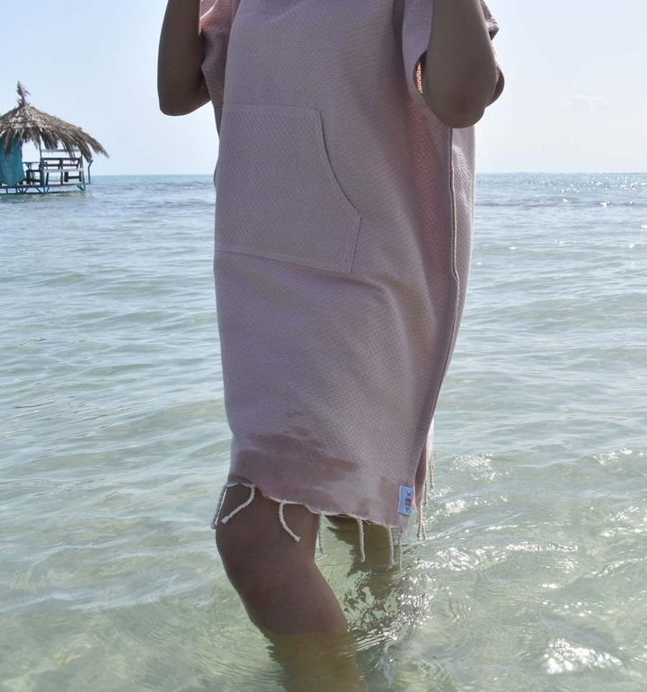 Poncho de plage vieux rose Fouta Tunisia - 4