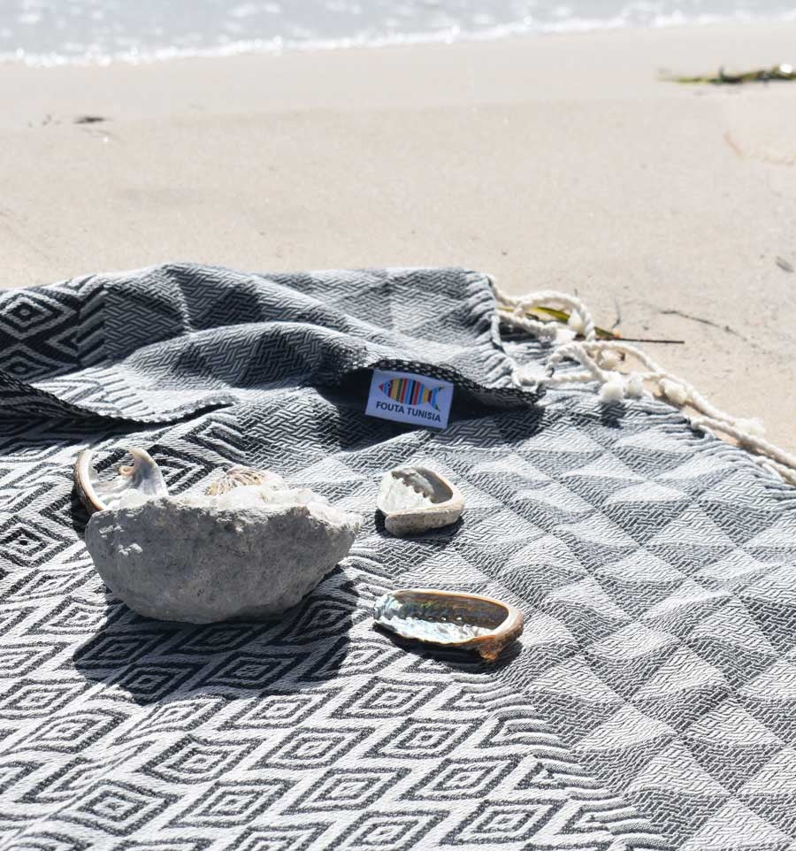 Fouta Jaquard Diamant gris foncé Fouta Tunisia - 3