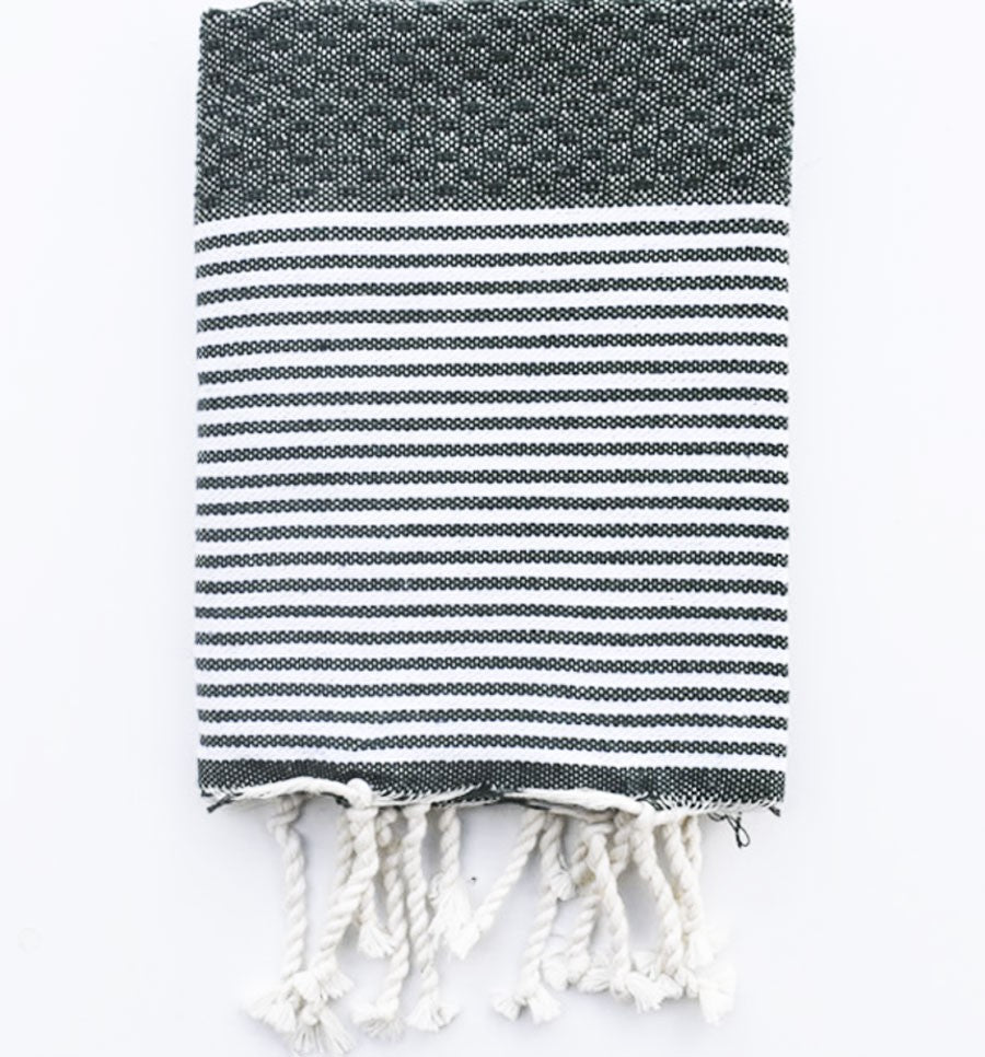 Lot de 10 serviettes de table vert bouteille Fouta Tunisia - 1