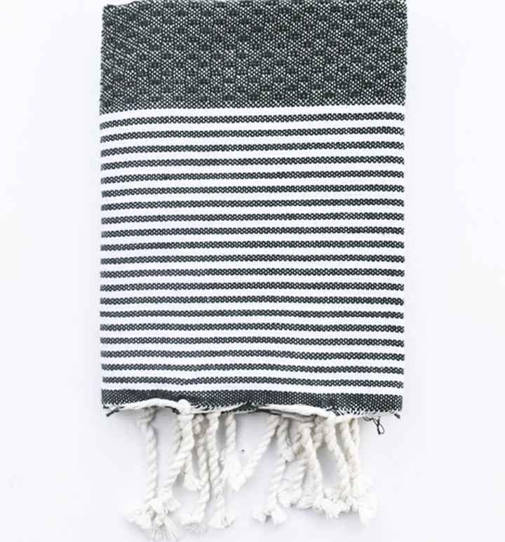 Lot de 10 serviettes de table vert bouteille Fouta Tunisia - 1