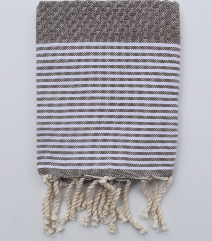 Serviette de table taupe avec rayures Fouta Tunisia - 1