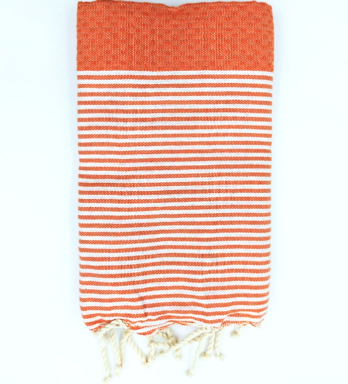 Fouta enfant nid d'abeille orange corail Fouta Tunisia - 1