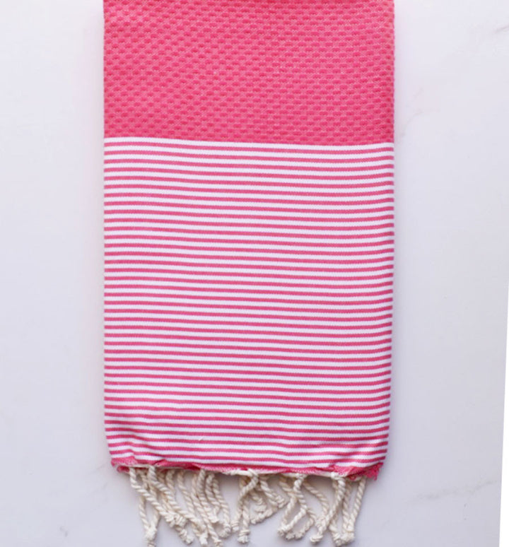 Fouta nid d'abeille rose brillant Fouta Tunisia - 2