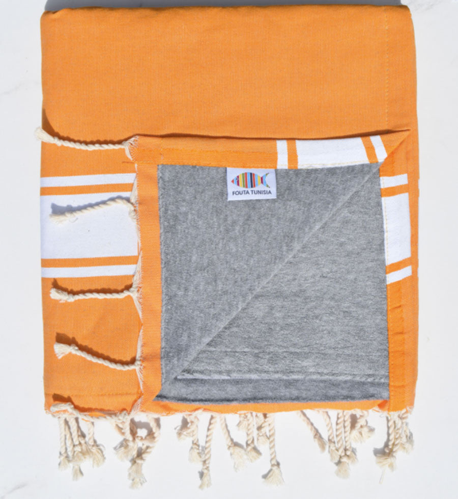 fouta éponge orange clair Fouta Tunisia - 1