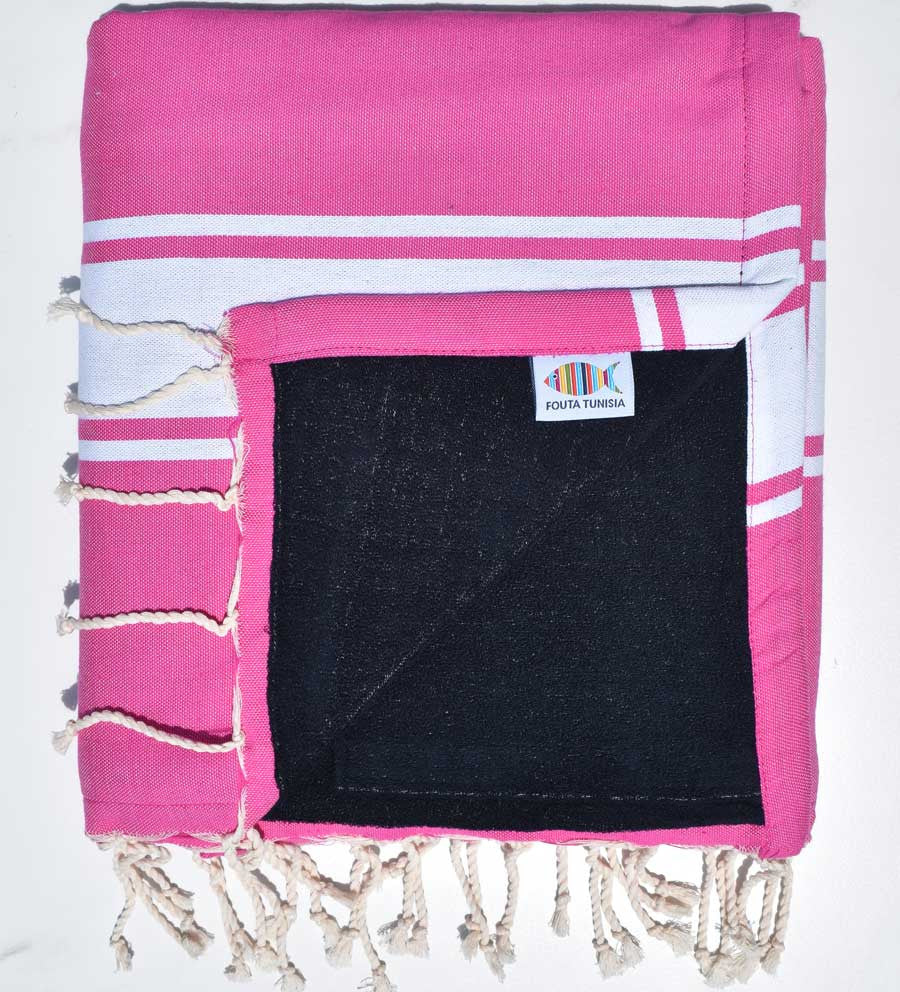 Fouta rose doublée éponge bleu nuit Fouta Tunisia - 1