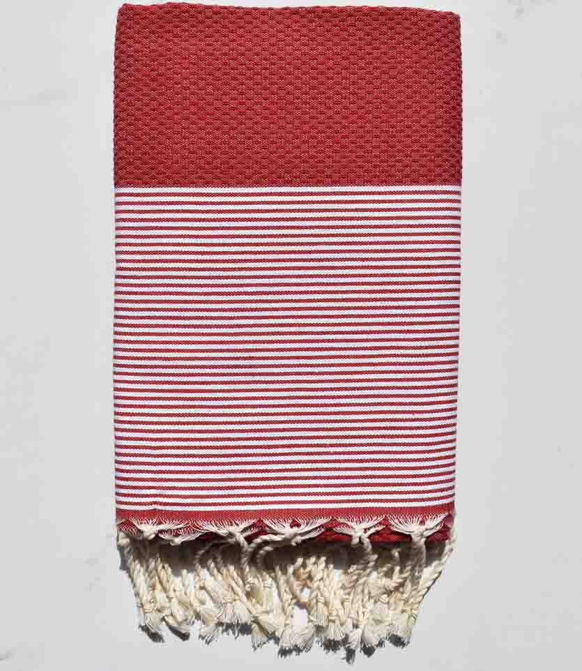 Fouta nid d'abeille rouge carmin Fouta Tunisia - 1