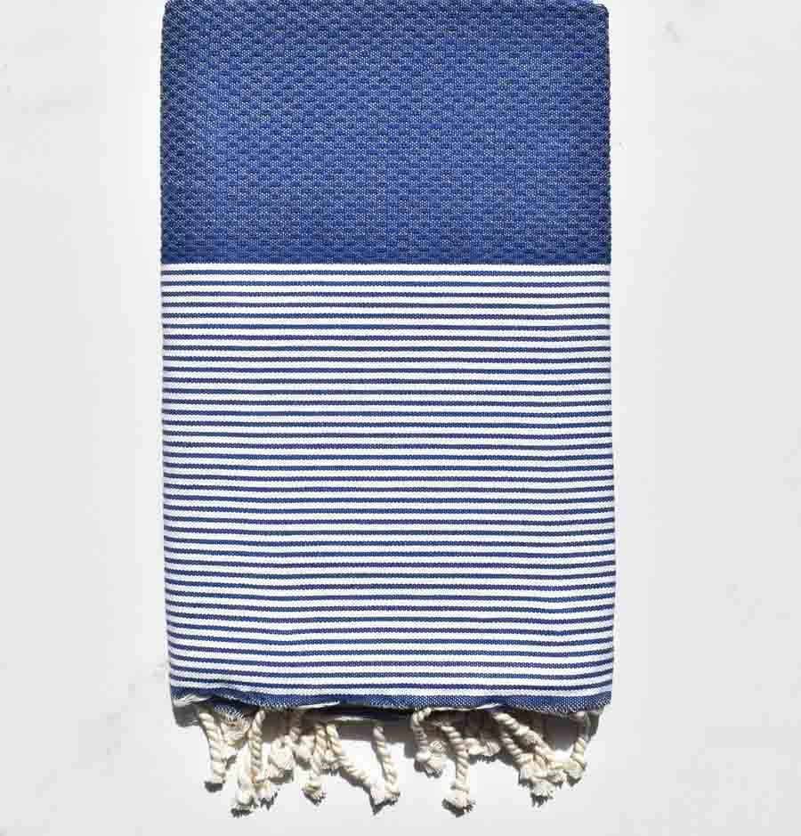Fouta nid d'abeille bleu de cobalt Fouta Tunisia - 1
