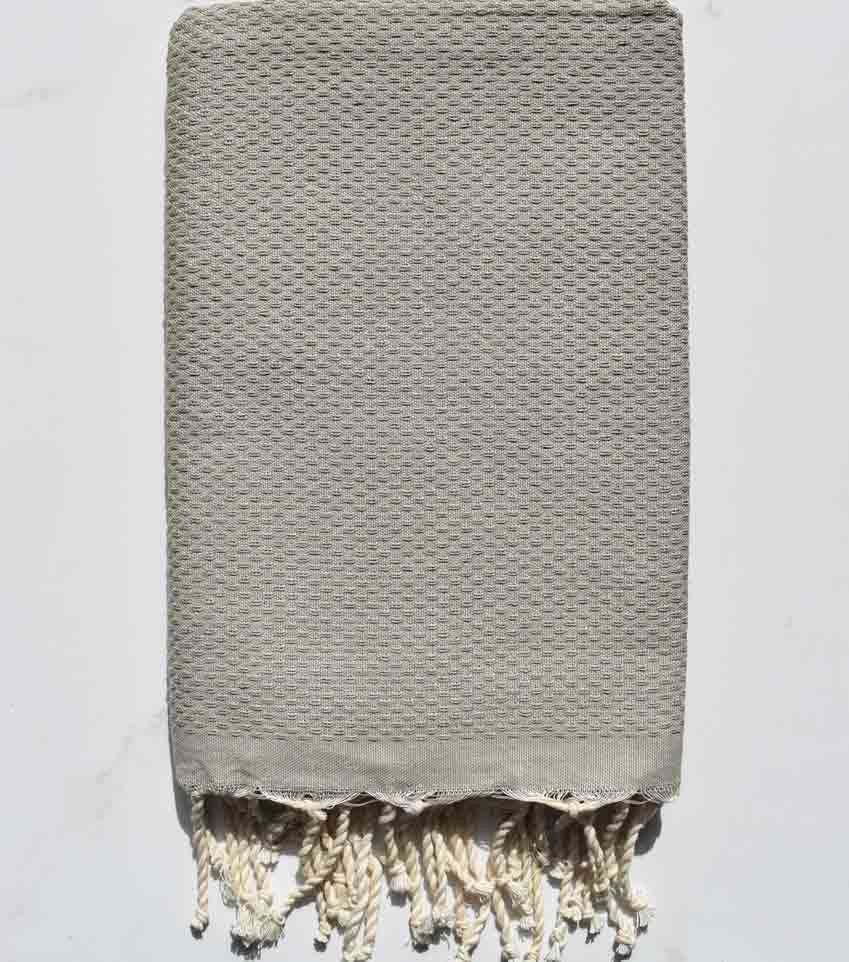 Fouta nid d'abeille unie kaki Fouta Tunisia - 1