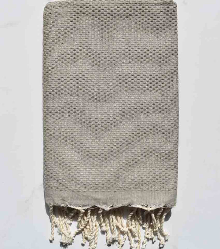 Fouta nid d'abeille unie kaki Fouta Tunisia - 1