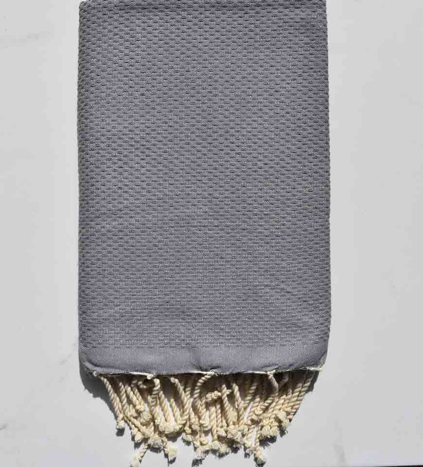 FOUTA nid d'abeille unie gris ardoise Fouta Tunisia - 1