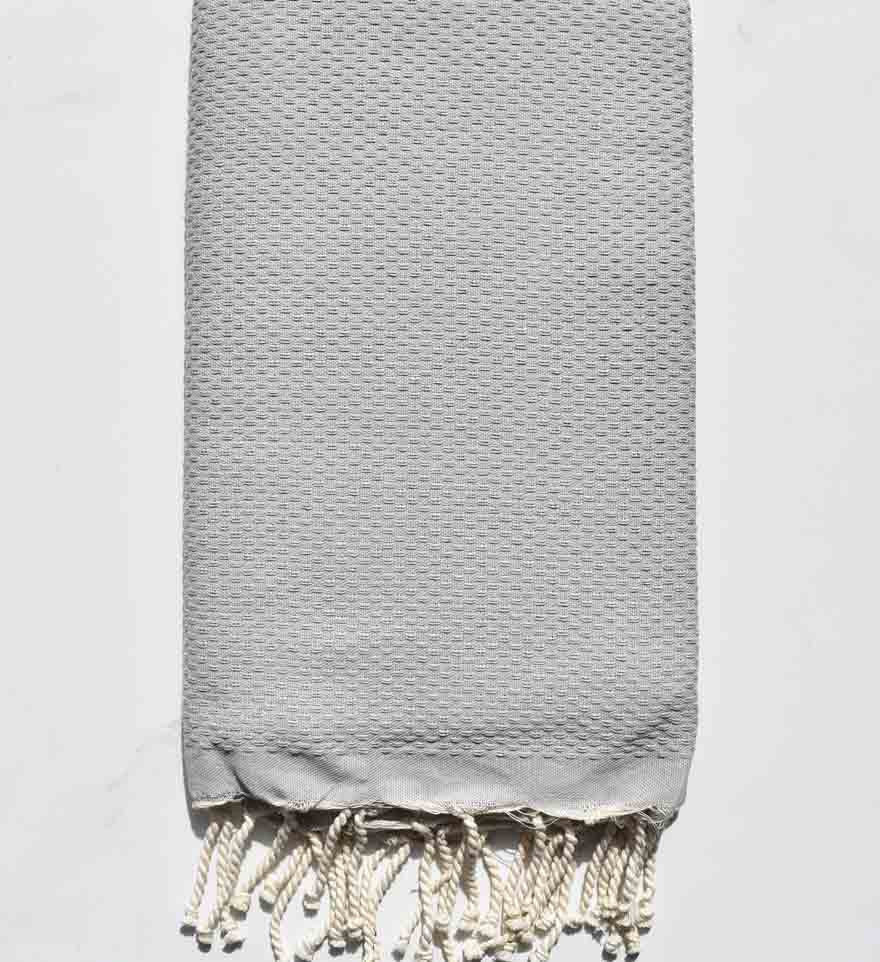 Fouta nid d'abeille unie gris tourdille Fouta Tunisia - 1
