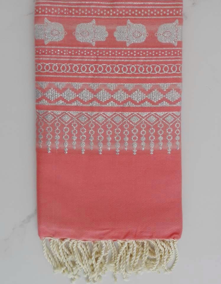 FOUTA KHOMSA Saumon rose 
