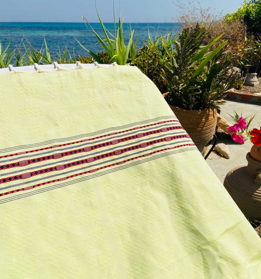 Fouta thalasso vert pistache avec motifs Fouta Tunisia - 3