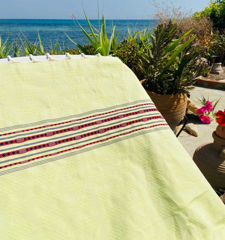 Fouta thalasso vert pistache avec motifs Fouta Tunisia - 3