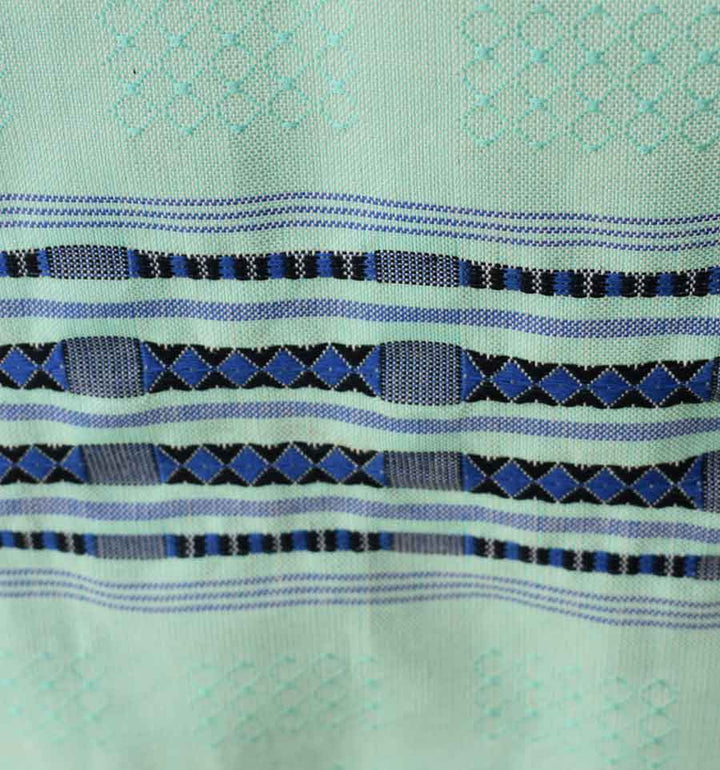 Fouta thalasso vert d'eau avec motifs bleu Fouta Tunisia - 5