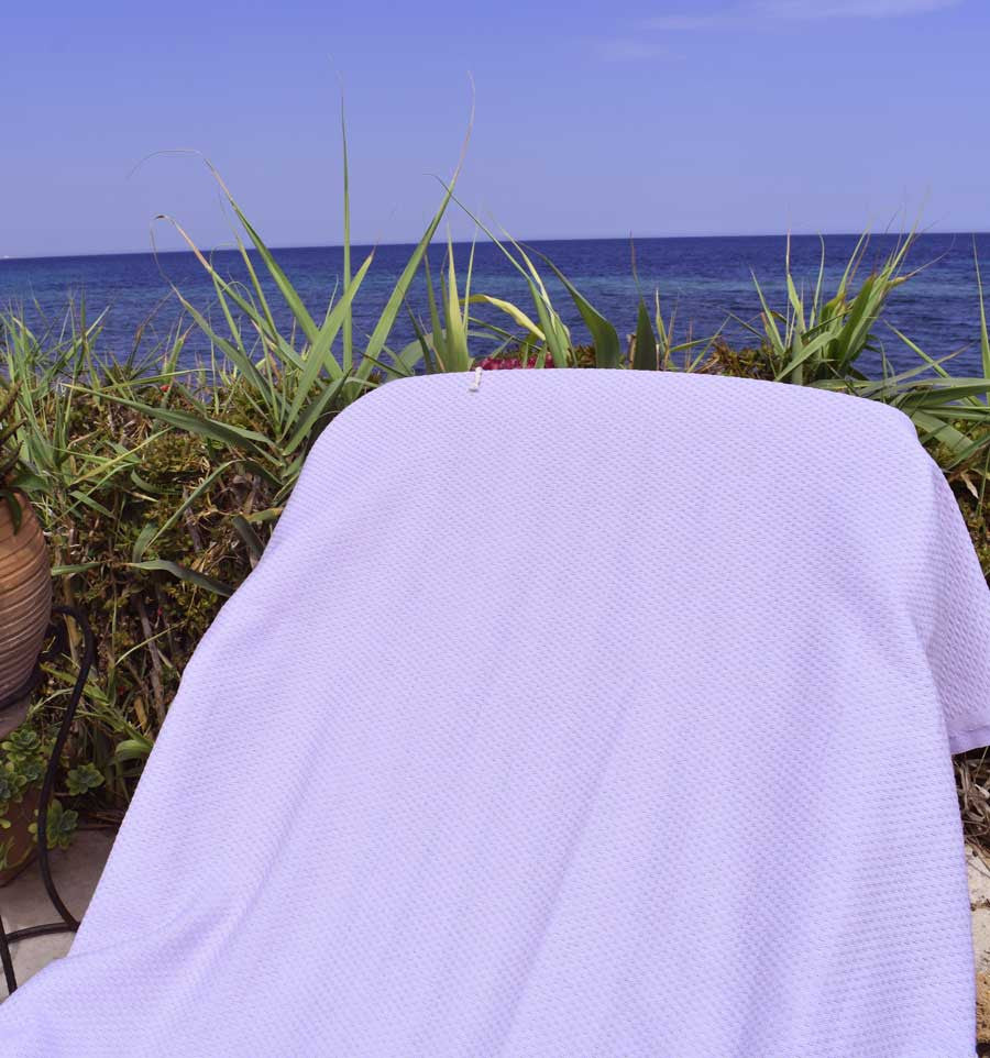 Serviette de plage unie lavande Fouta Tunisia - 3