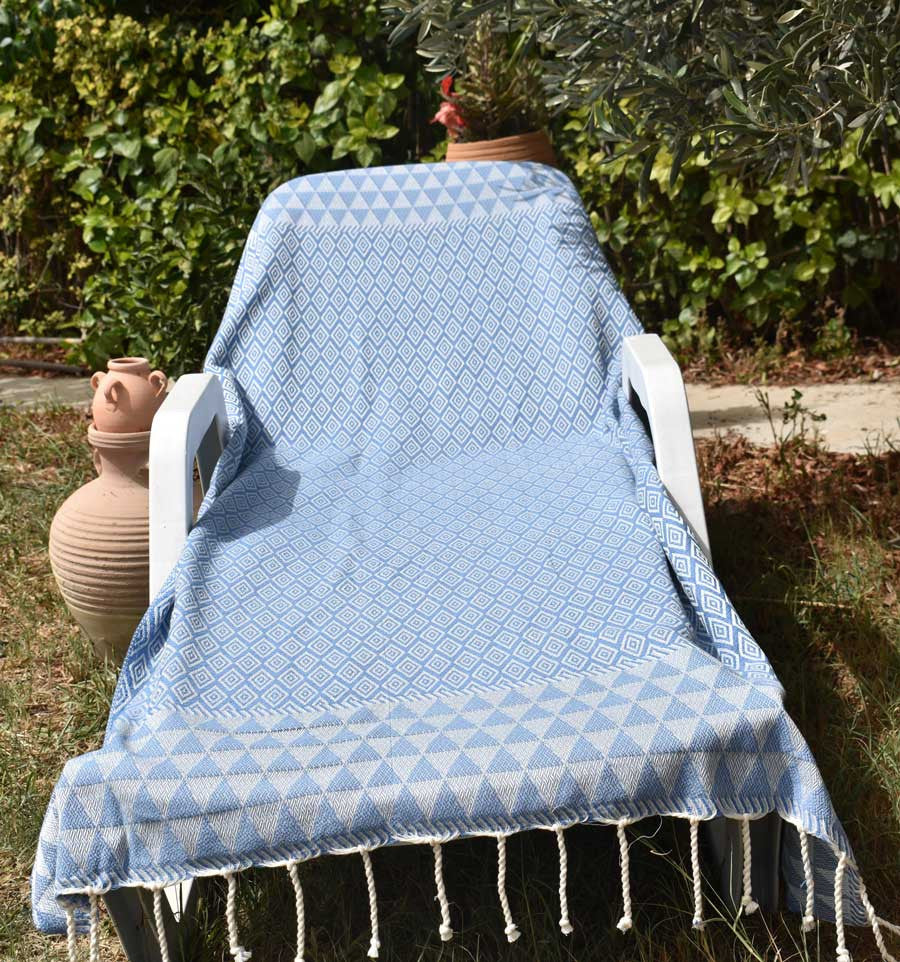 Fouta Jaquard Diamant bleu Fouta Tunisia - 4