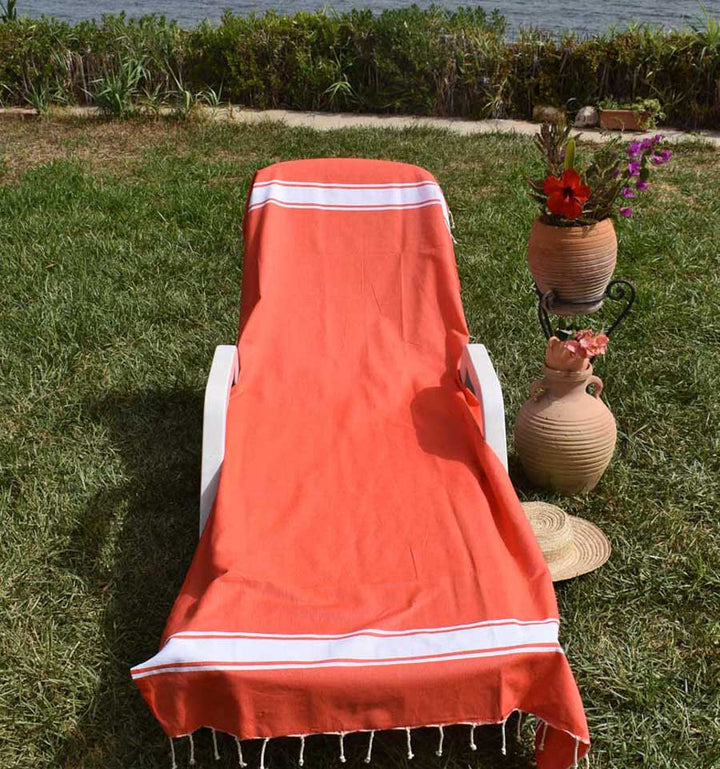 Fouta plate couleur corail Fouta Tunisia - 1