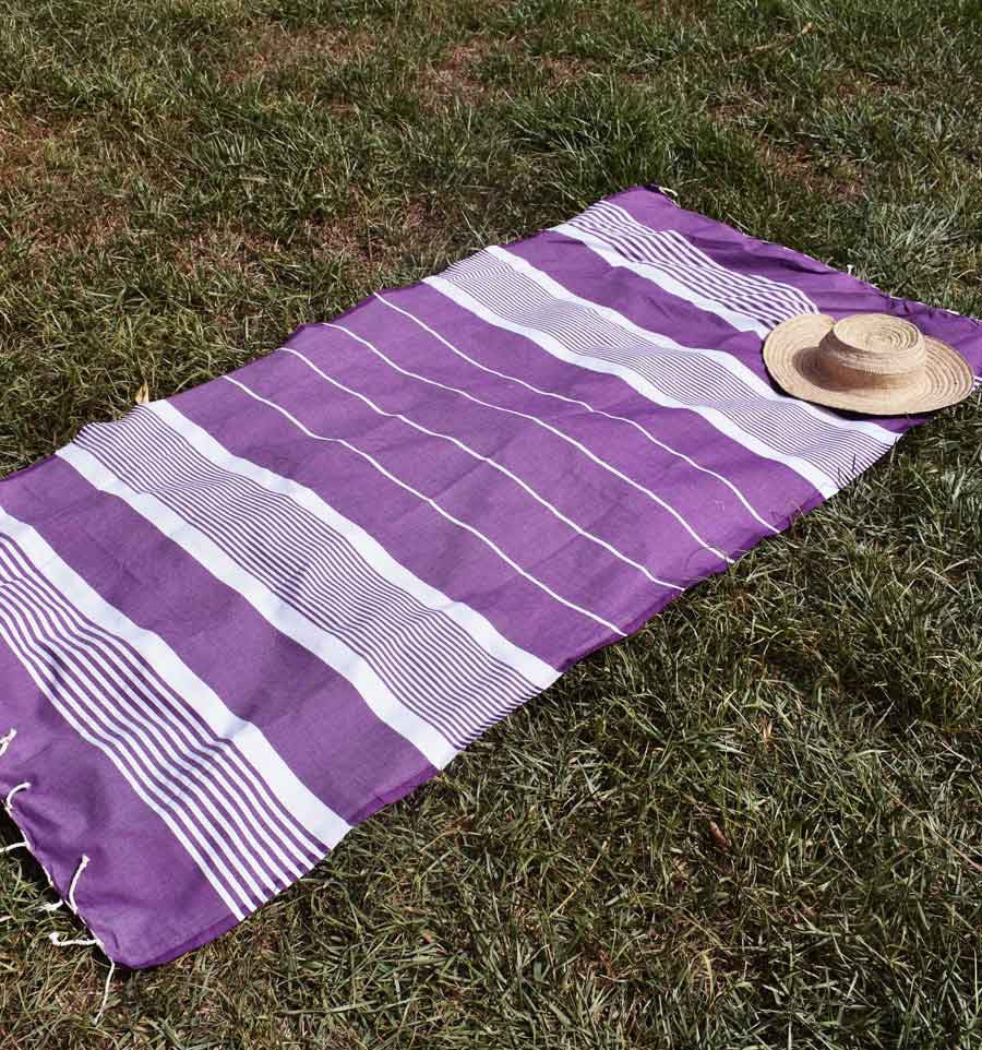 Fouta arthur violet avec rayures Fouta Tunisia - 4
