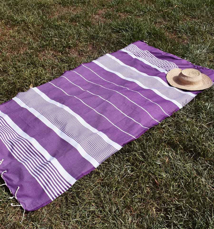 Fouta arthur violet avec rayures Fouta Tunisia - 4