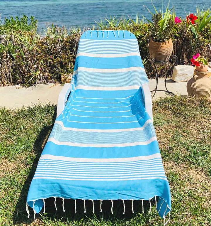 Fouta arthur bleu azur avec rayures Fouta Tunisia - 1